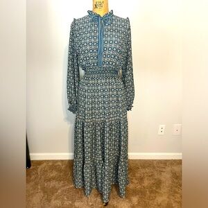 Blue medallion maxi dress